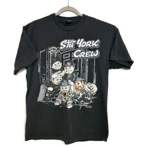 Stussy Shirt Mens Large Black Stu York Crew Graphic Tee Streetwear Skate Surf‎
